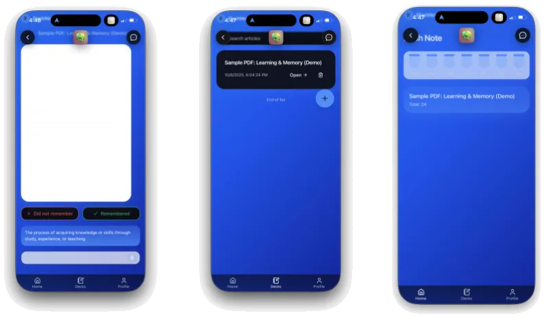 Flashnote interface