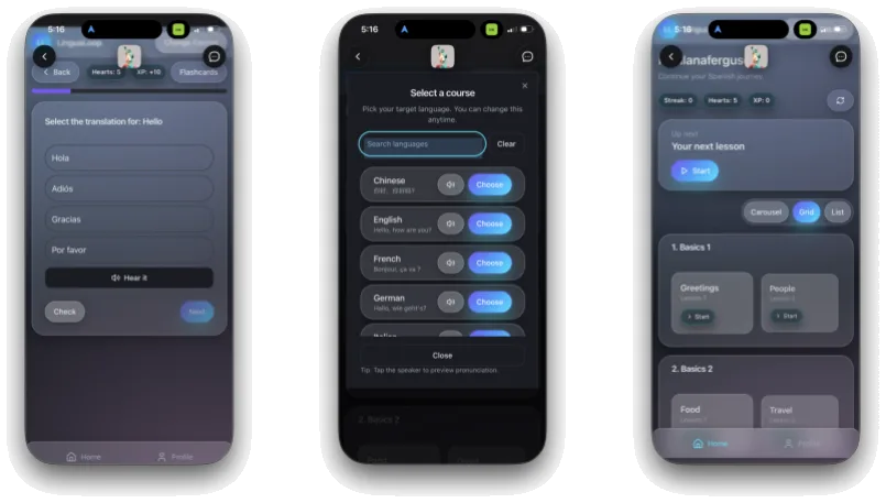 Lingual Loop interface