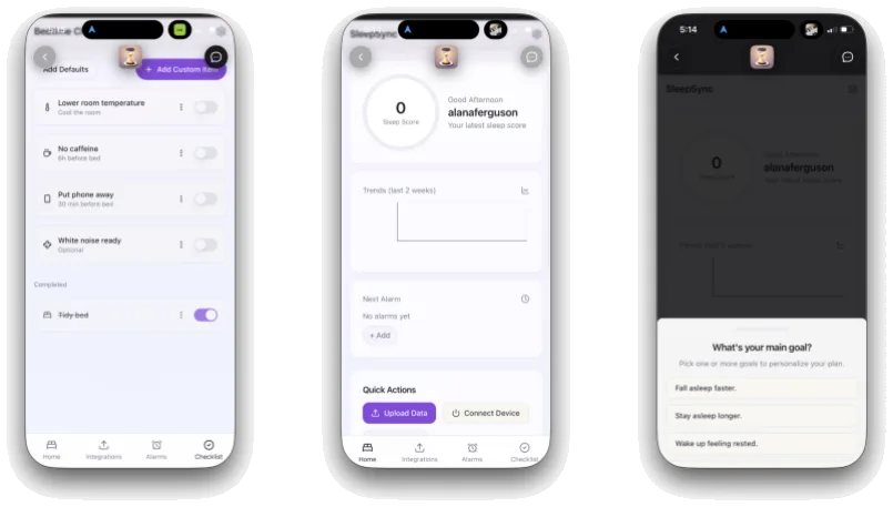 SleepSync interface