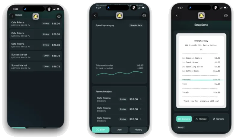 SnapSpend interface