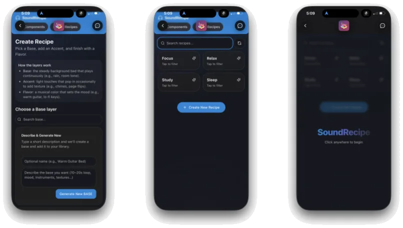 Sound Recipe interface