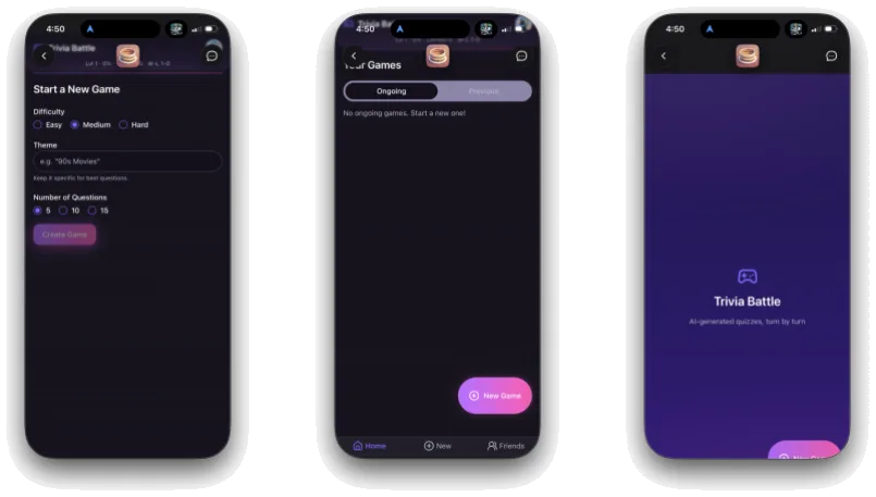 Trivia Battle interface