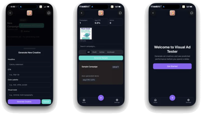 Visual Ad Tester interface